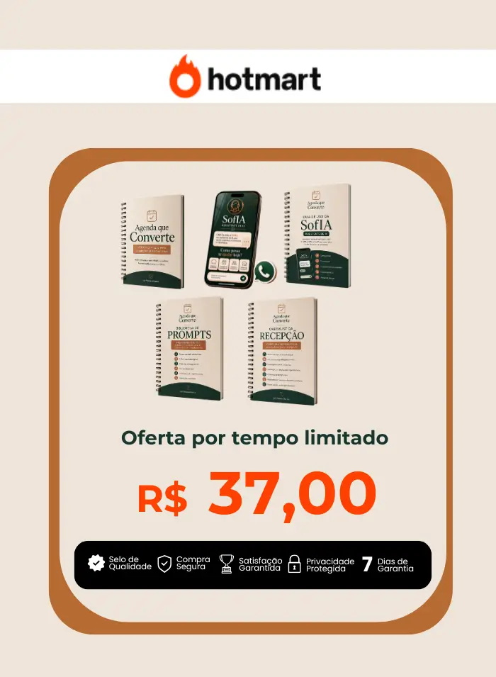 Oferta do Agenda que Converte com acesso aos materiais digitais, IA SofIA e garantia de 7 dias por R$37.